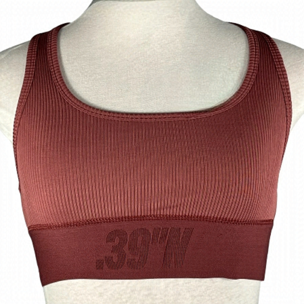 Topshop sports bra crop pullover 39N Racerback Wide Band Rib burgundy size 0-2